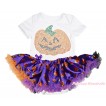 Halloween White Baby Bodysuit Purple Pumpkin Pettiskirt & Sparkle Rhinestone Pumpkin Print JS4641